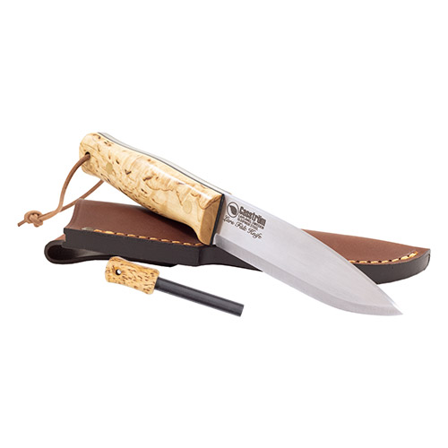 [C-11824] 카스트롬 라스팔트 나이프 부시크래프트 캠핑용 칼(슬레이프너 강재 / 자작나무 핸들 / 가죽쉬스) (파이어스틸 포함)