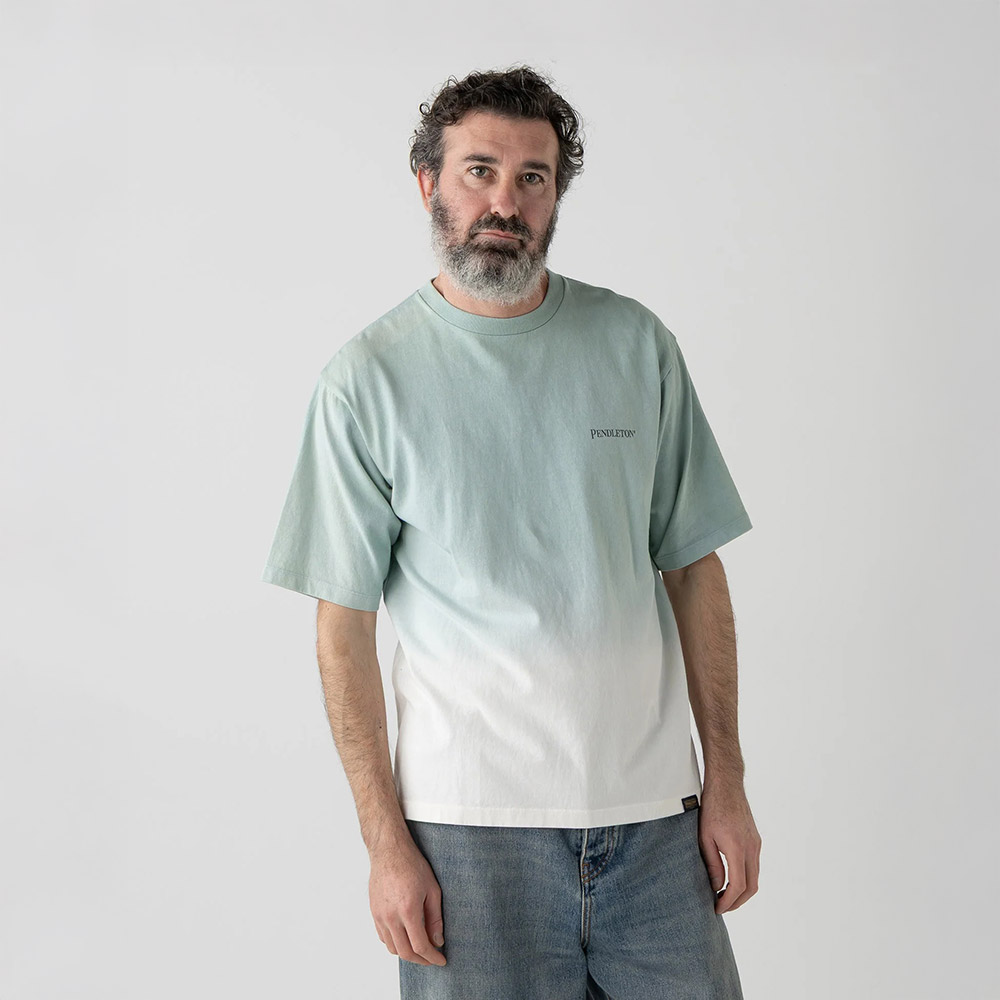 [6275-4013-90] 펜들턴 그라데이션 다이 백 프린트 티셔츠_민트
