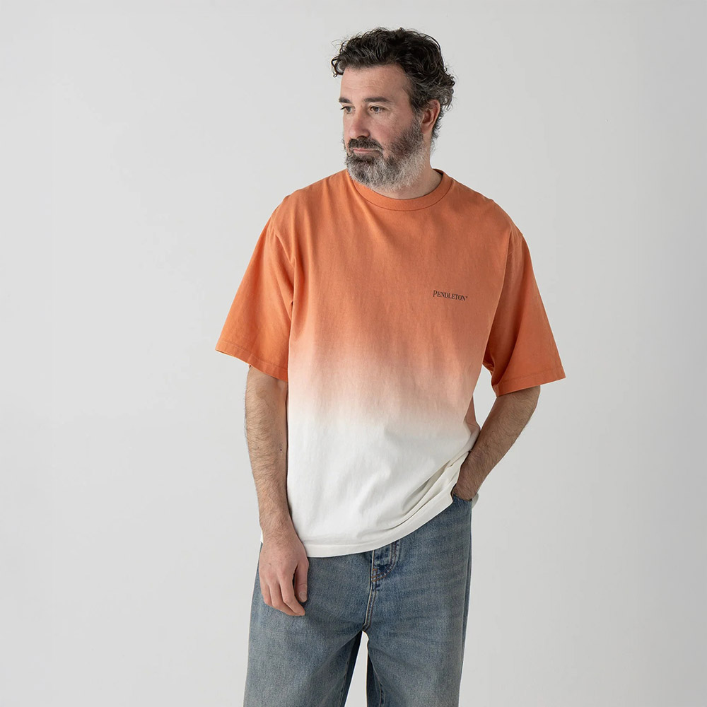 [6275-4013-92] 펜들턴 그라데이션 다이 백 프린트 티셔츠_코랄